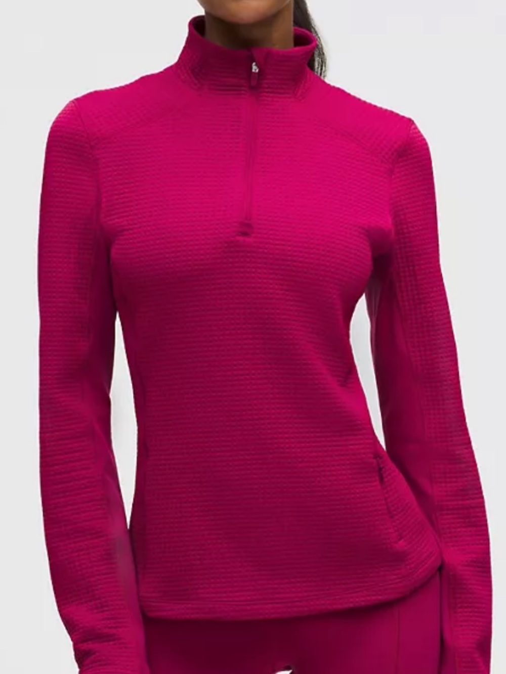 Women’s Fitted Half-Zip Long Sleeve Top - Magenta
